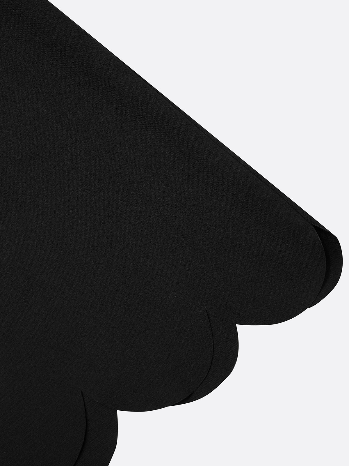Robe Midi A-Ligne Noire Asymétrique Classique à Encolure Carrée à Manches Courtes