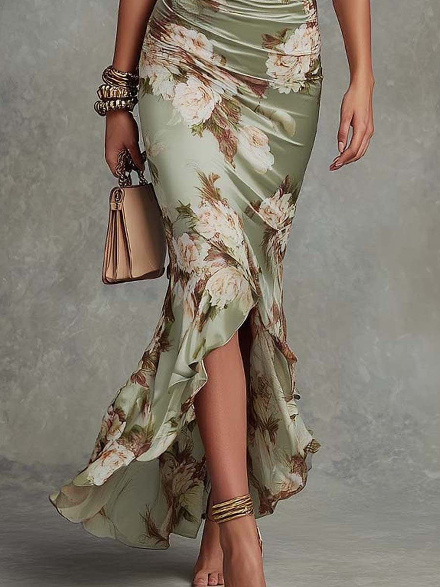 MOREAU LYON | ROBE EN SATIN FLORALE POUR FEMMES