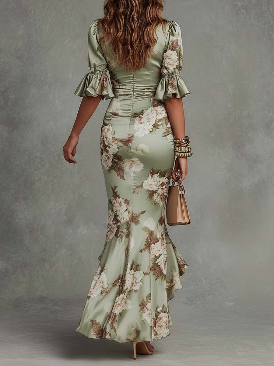 MOREAU LYON | ROBE EN SATIN FLORALE POUR FEMMES