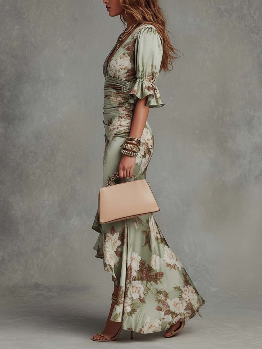 MOREAU LYON | ROBE EN SATIN FLORALE POUR FEMMES
