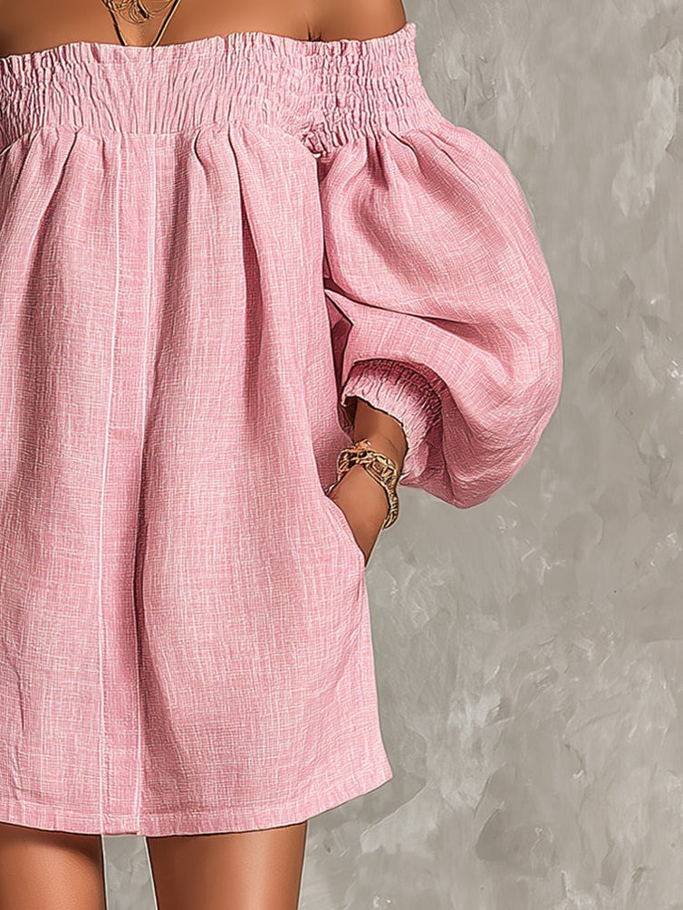 Whitney | Robe Mini à Manches Lanternes Décolletée
