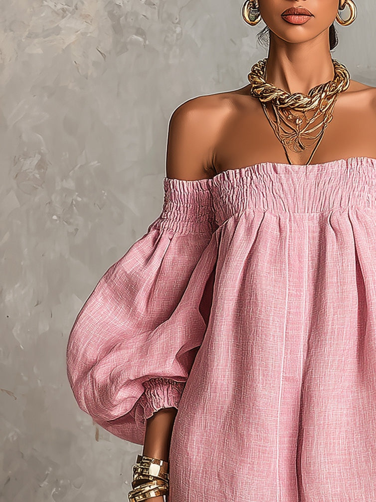 Whitney | Robe Mini à Manches Lanternes Décolletée
