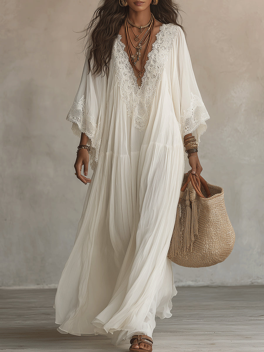 MOREAU LYON | ROBE MAXI AVEC DENTELLE POUR FEMMES