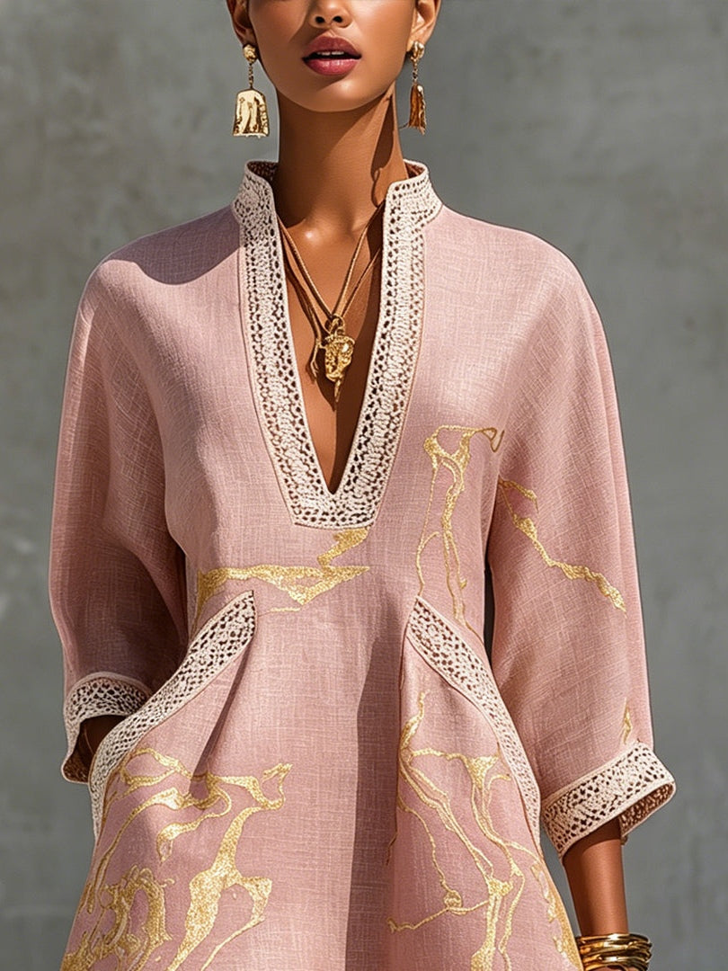 Lottie | Robe Mini à Dentelle Dorée