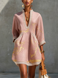 Lottie | Robe Mini à Dentelle Dorée