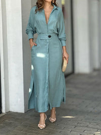 Robe Chemise Simple à Manches Longues Élégante
