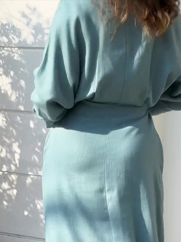 Robe Chemise Simple à Manches Longues Élégante