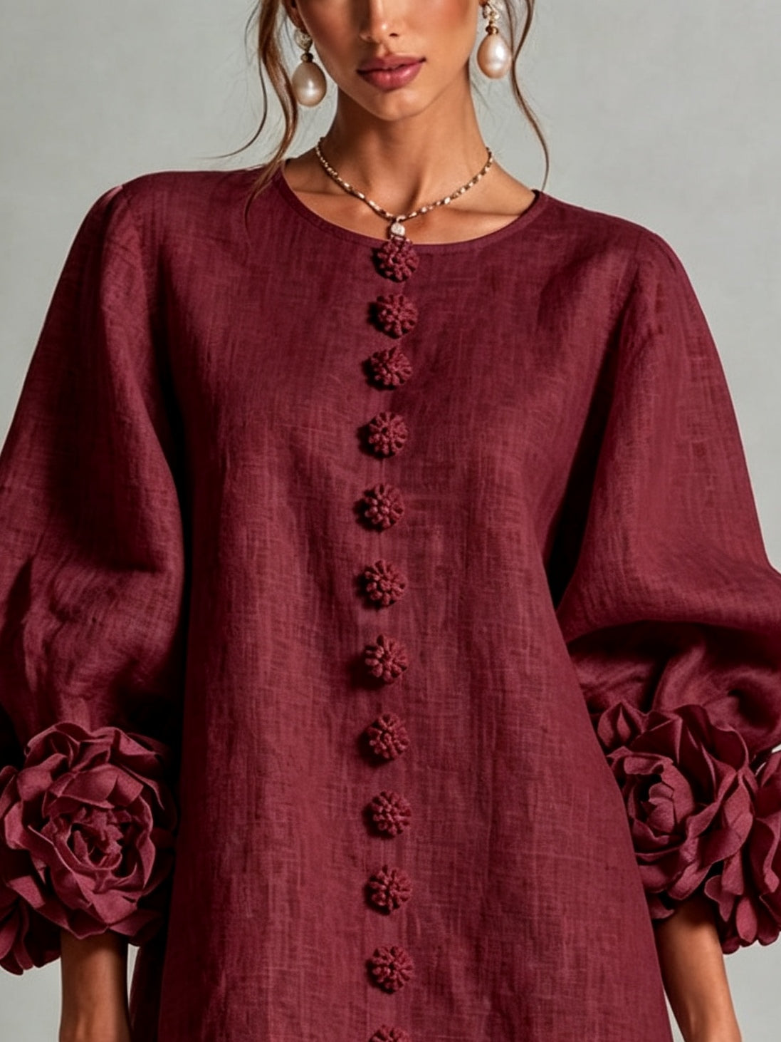Camélia | Robe Mini à Manches en Rose