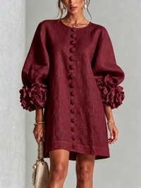 Camélia | Robe Mini à Manches en Rose