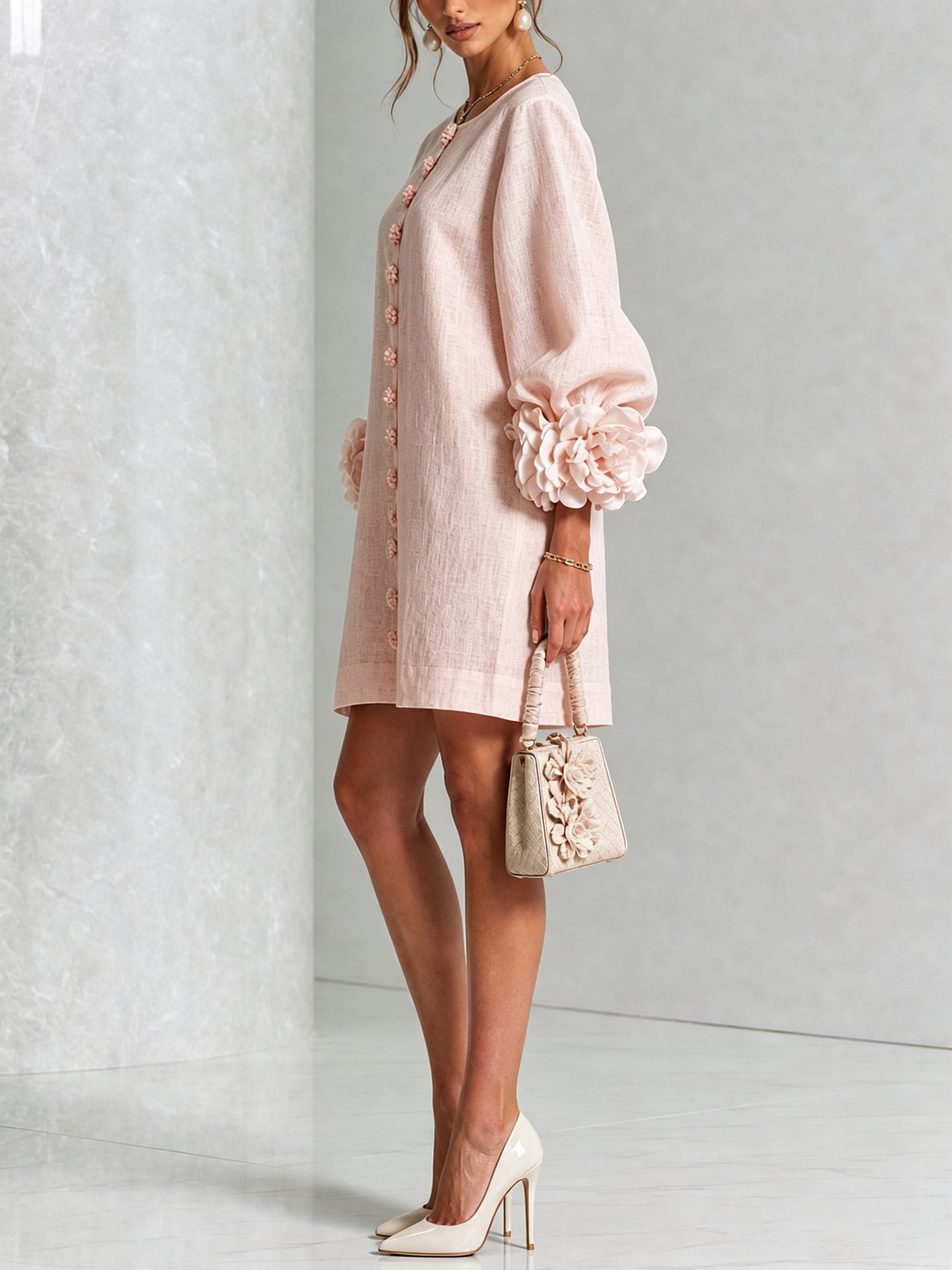 Arabella | Robe Mini à Manches Fleuries