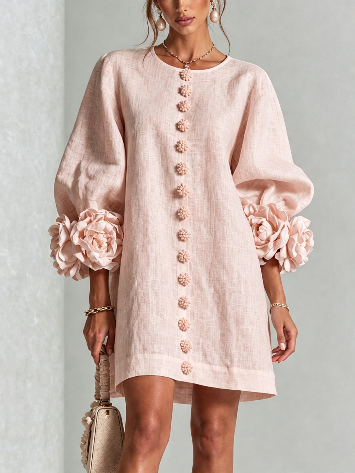 Arabella | Robe Mini à Manches Fleuries