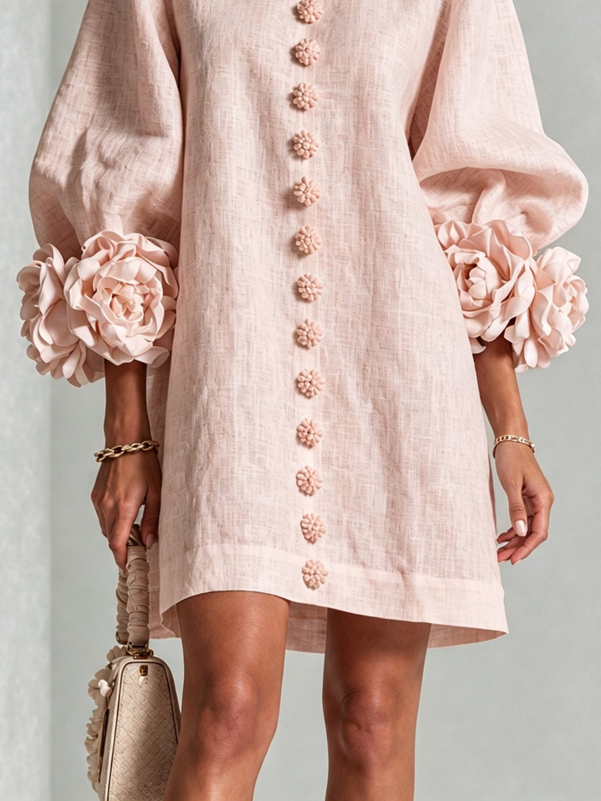 Arabella | Robe Mini à Manches Fleuries