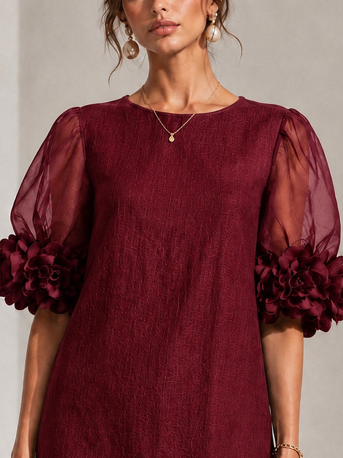 Willa | Robe Mini à Manches Bouffantes et Poignets Floraux