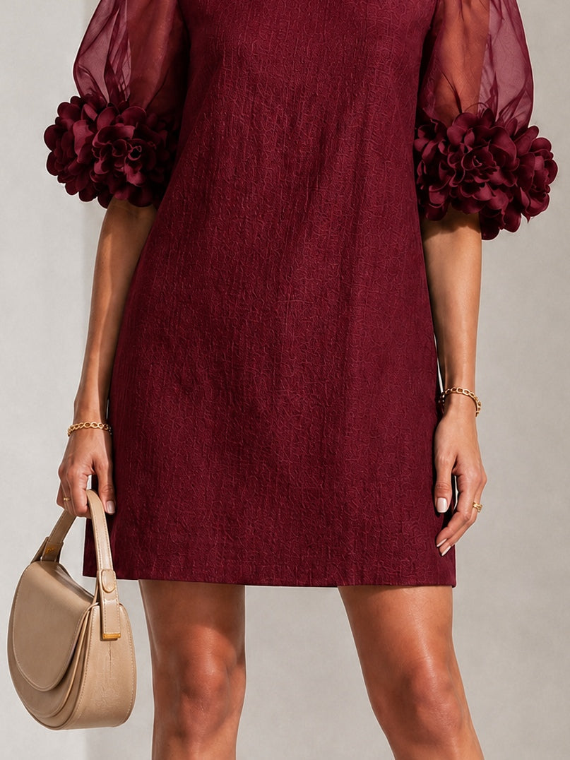 Willa | Robe Mini à Manches Bouffantes et Poignets Floraux