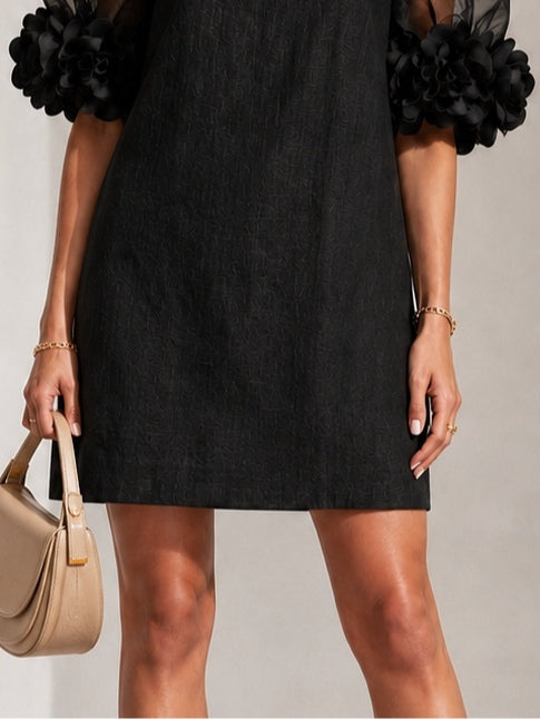 Sophie | Robe Mini à Manches Bouffantes et Poignets Fleuris