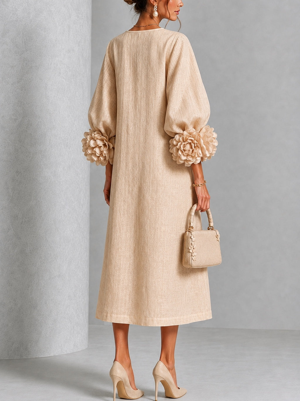 Adele | Robe Midi à Manches Florales