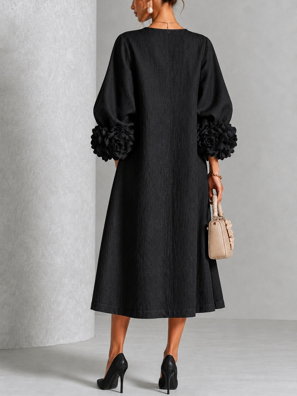 Leonora | Robe Midi à Manches Florales