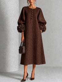 Anthea | Robe Midi à Manches Fleuries