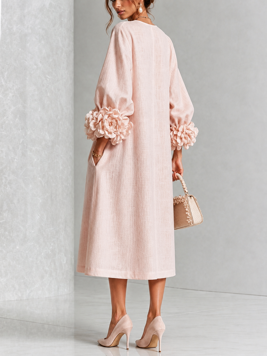 Antonia | Robe Midi à Manches Florales