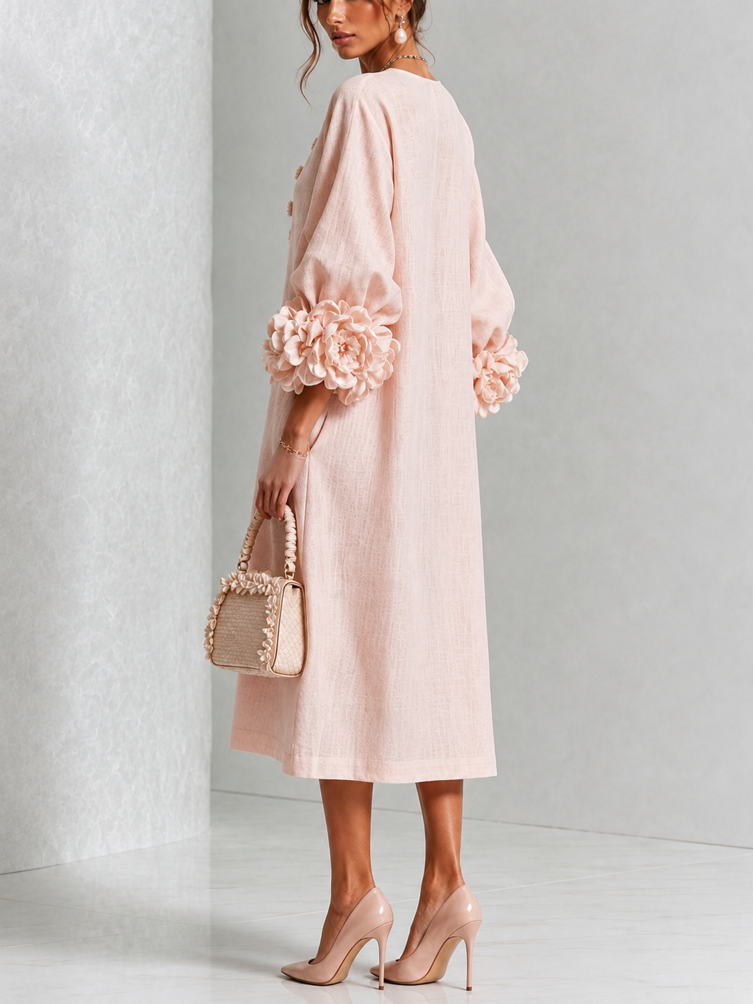 Antonia | Robe Midi à Manches Florales