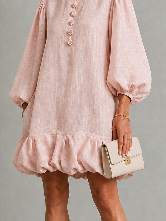 Verity | Robe Mini à Manches Bouffantes et Boutons Floraux