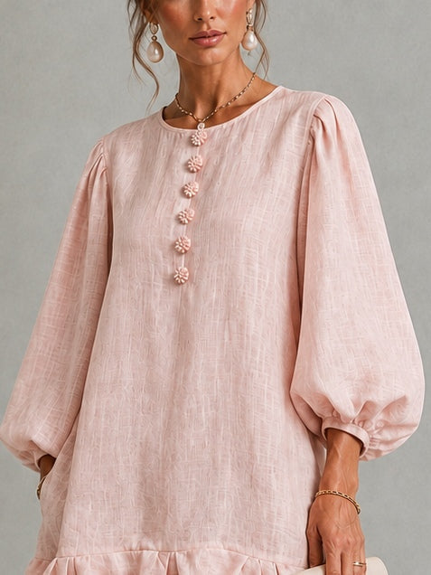 Verity | Robe Mini à Manches Bouffantes et Boutons Floraux