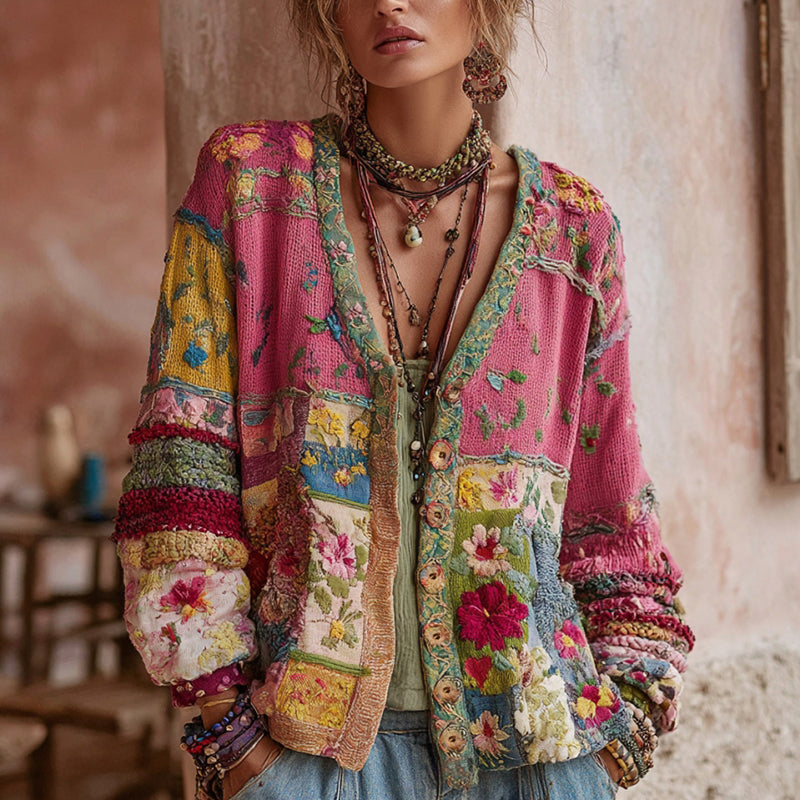VIDAL BORDEAUX | GILET EN PATCHWORK FLORAL POUR FEMMES