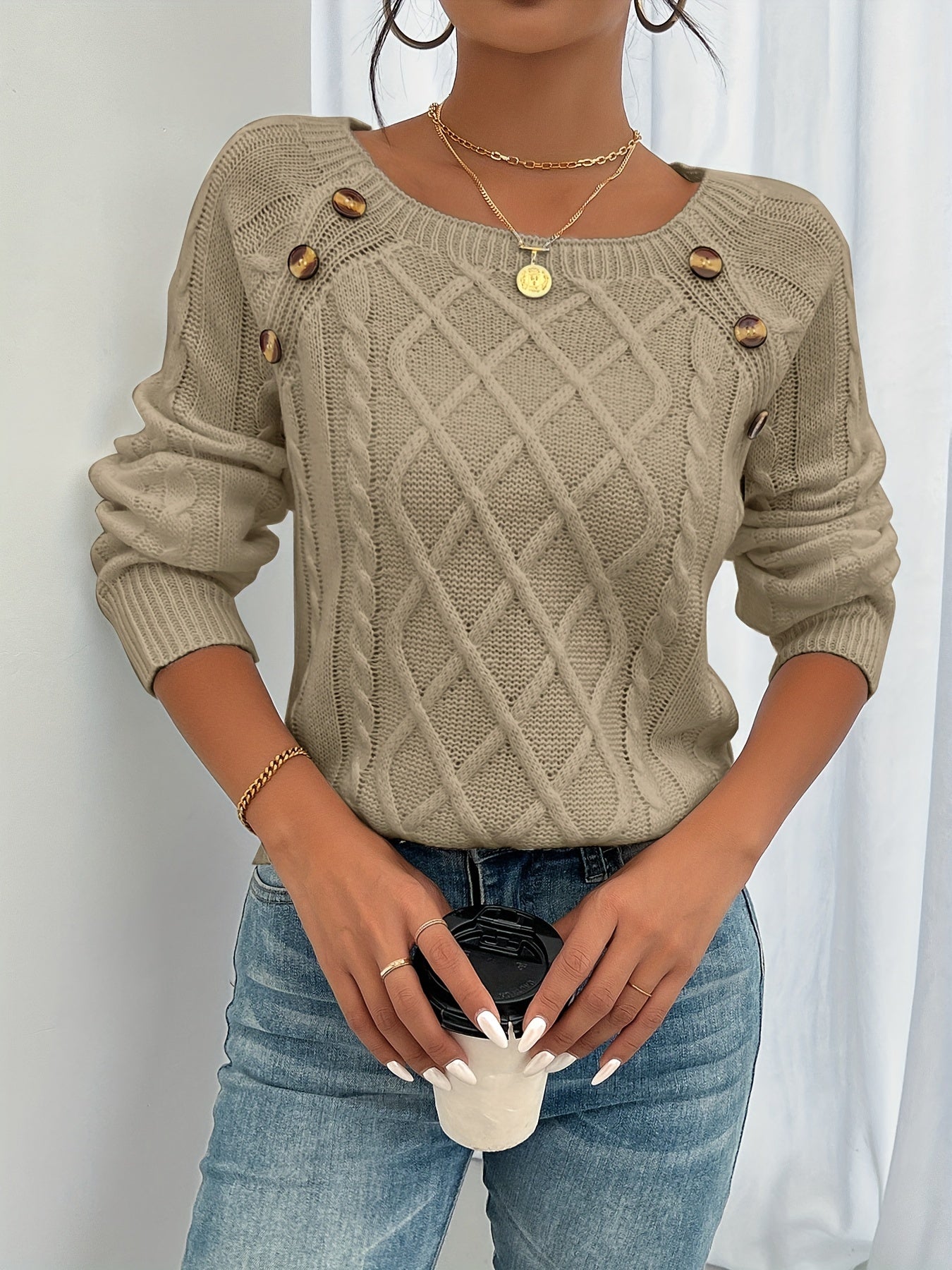 VIDAL BORDEAUX | PULL TEXTURÉ À BOUTONS POUR FEMME
