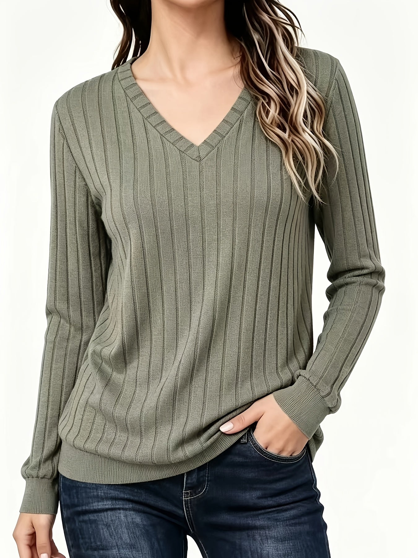 VIDAL BORDEAUX | PULL CÔTELÉ COL V POUR FEMMES