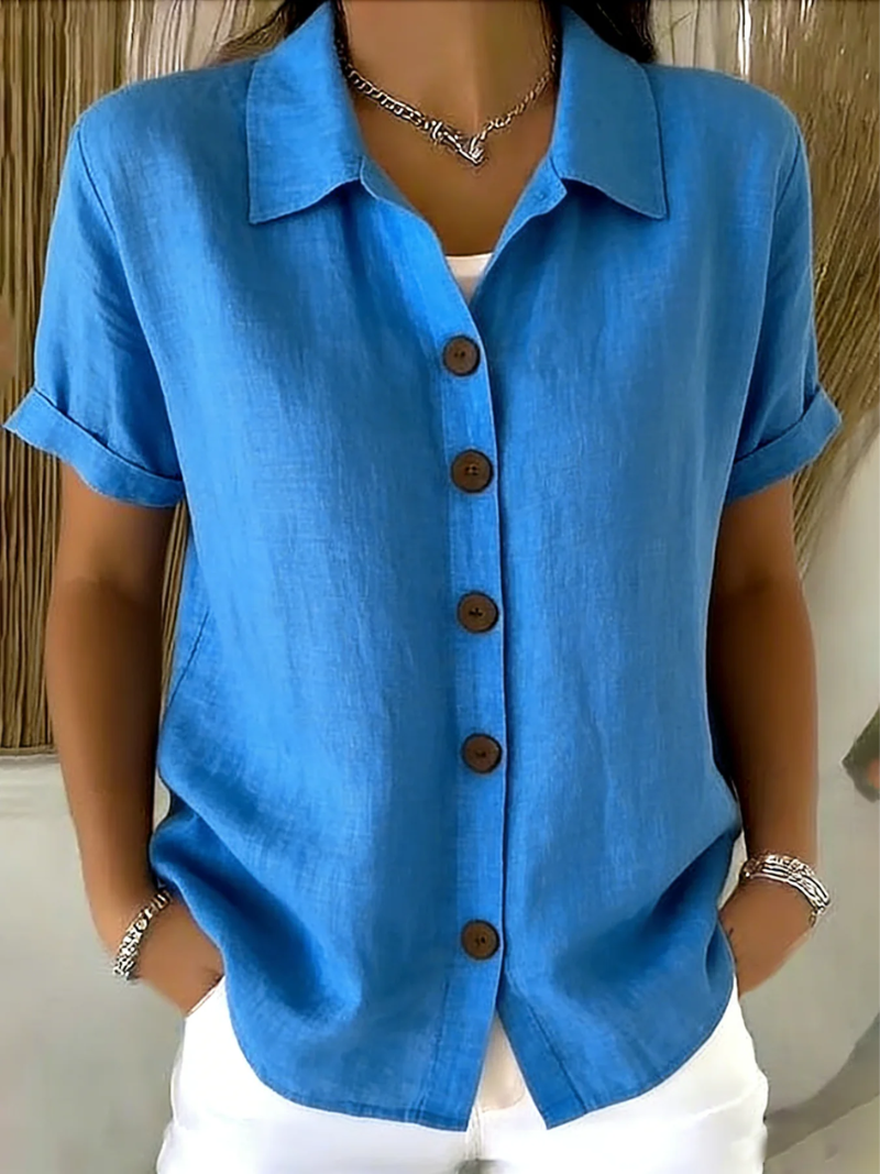 VIDAL BORDEAUX | CHEMISE À MANCHES COURTES AVEC COL POUR FEMMES
