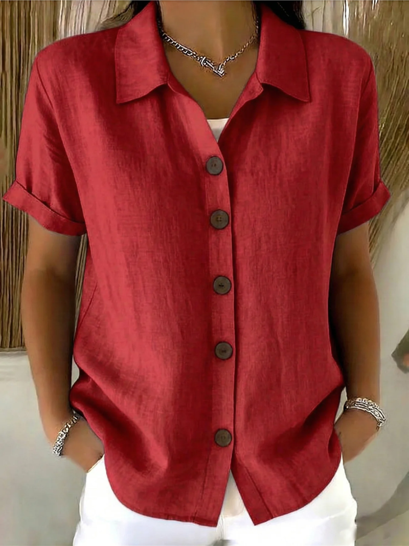 VIDAL BORDEAUX | CHEMISE À MANCHES COURTES AVEC COL POUR FEMMES