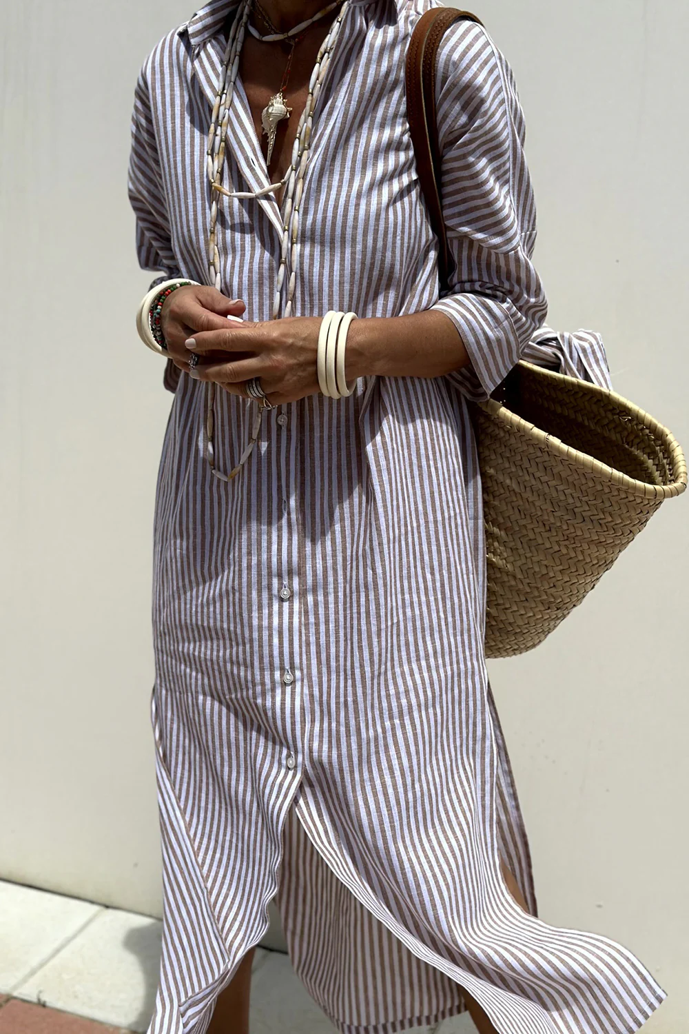 MOREAU LYON | ROBE MIDI À RAYURES DÉTENDUE POUR FEMMES