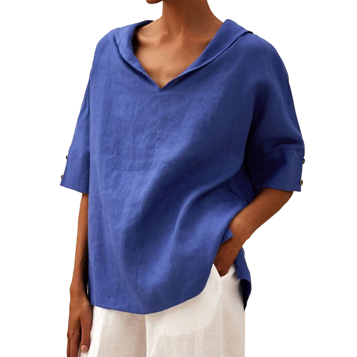 VIDAL BORDEAUX | BLOUSE EN LIN À COL EN V POUR FEMMES