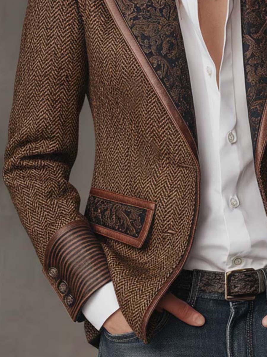 Doris | Blazer à Revers en Herringbone Paisley