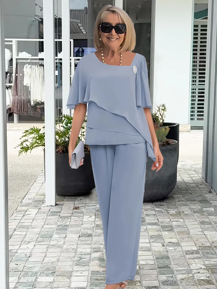 MOREAU LYON | ENSEMBLE PANTALON EN CHIFFON ÉLÉGANT POUR FEMMES