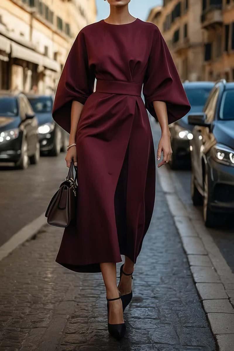 Robe Taille Élégante Uni