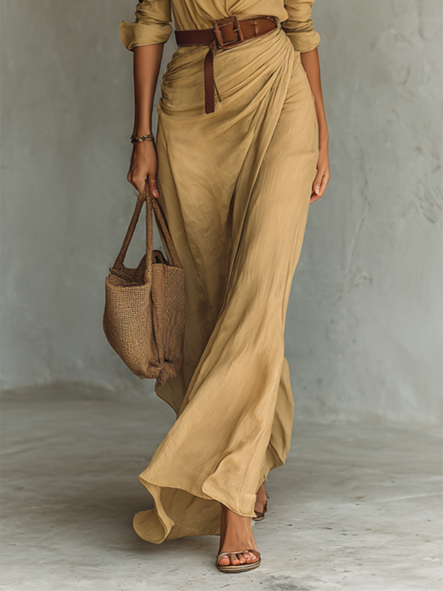 VIDAL BORDEAUX | ROBE MAXI À CEINTURE POUR FEMMES