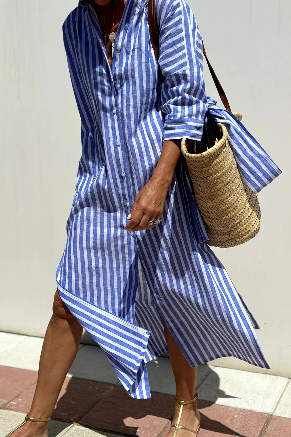 MOREAU LYON | ROBE MIDI À RAYURES DÉTENDUE POUR FEMMES