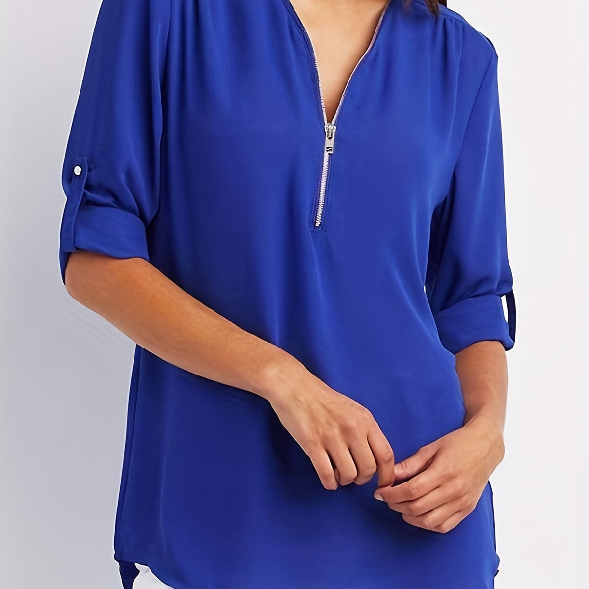 VIDAL BORDEAUX | BLOUSE À COL EN V ZIP POUR FEMMES