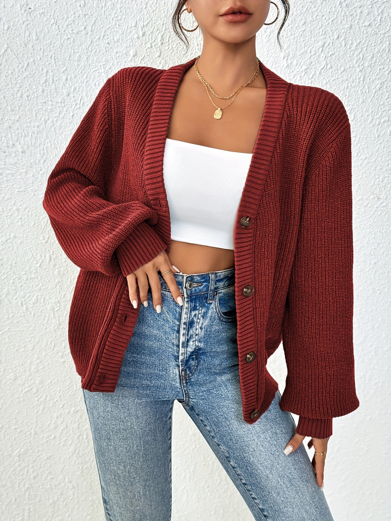 VIDAL BORDEAUX | GILET À COL EN V BOUTONNÉ POUR FEMMES