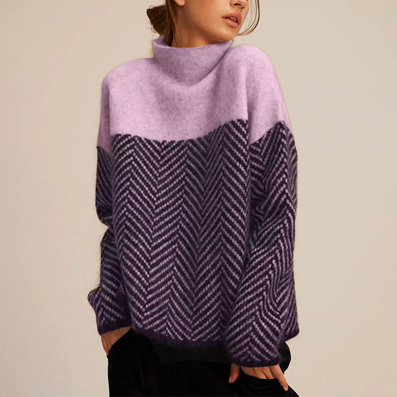 VIDAL BORDEAUX | PULL GRAPHIQUE CONTRASTÉ POUR FEMMES