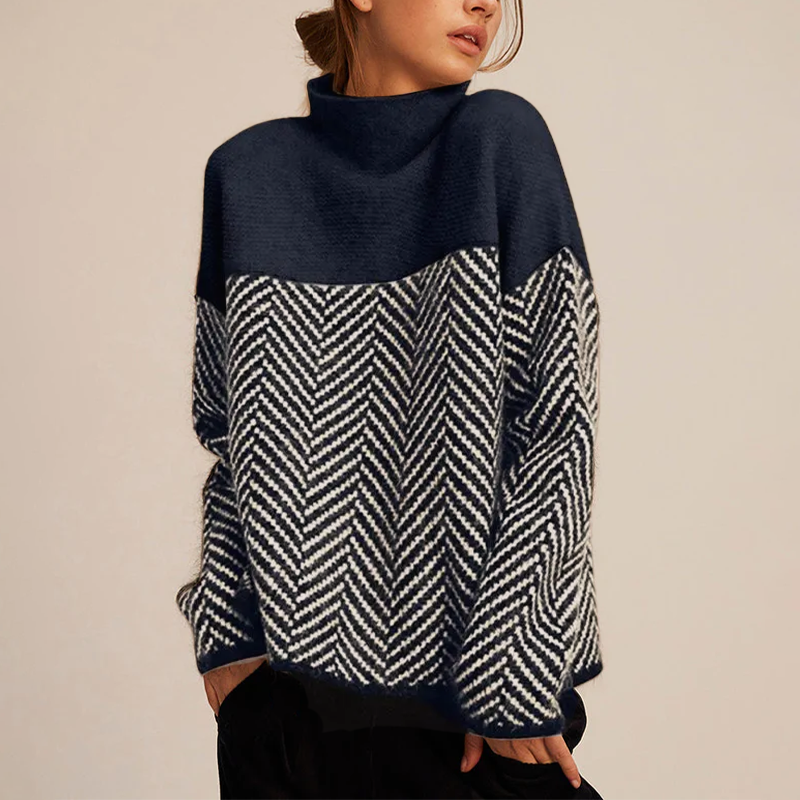 VIDAL BORDEAUX | PULL GRAPHIQUE CONTRASTÉ POUR FEMMES