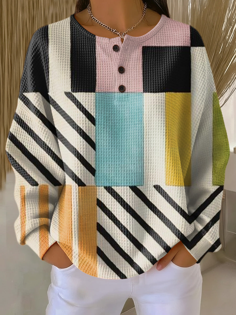 Marina | Haut Henley à Boutons en Color-Block