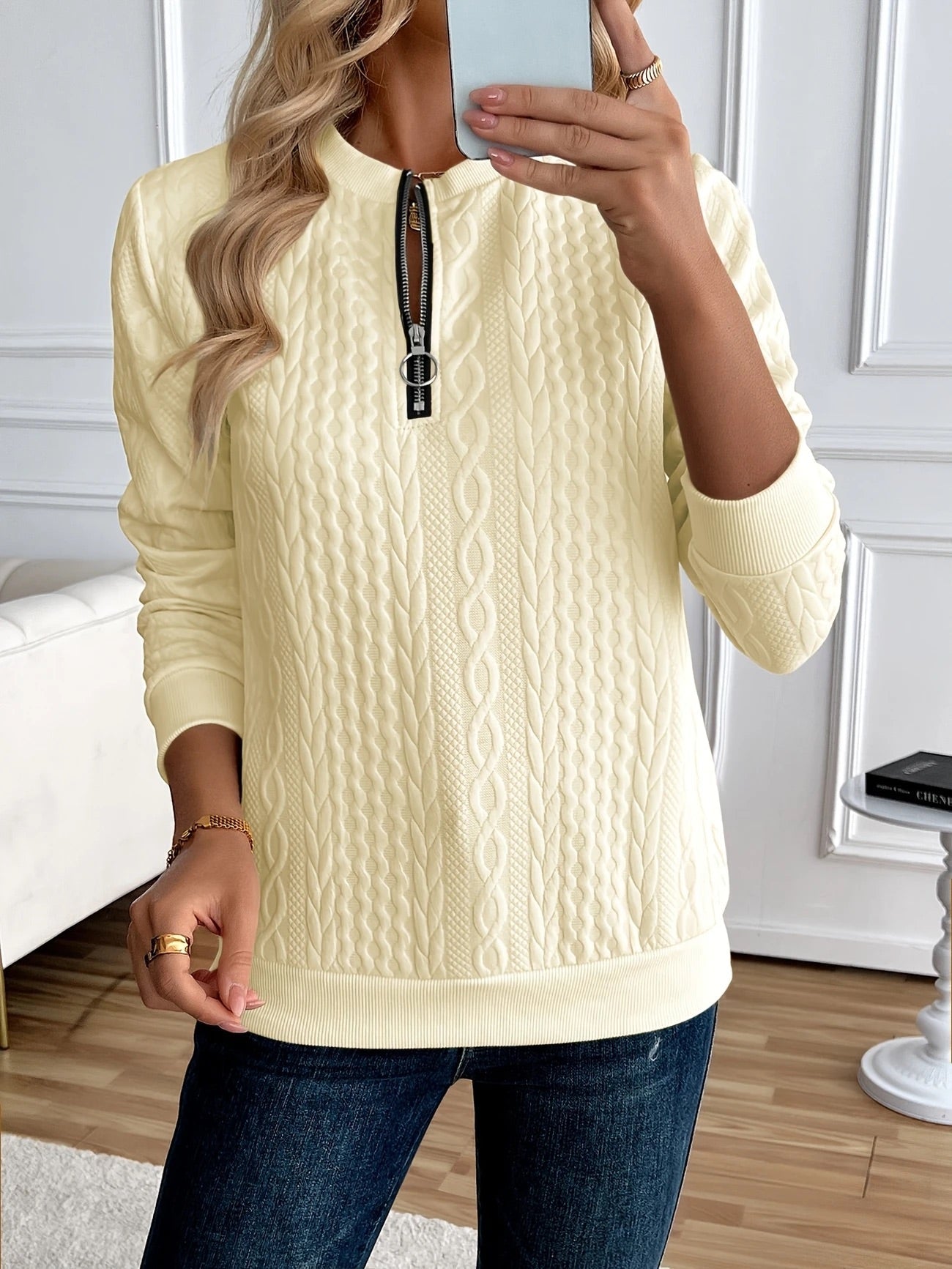 VIDAL BORDEAUX | SWEAT ZIPPÉ TEXTURÉ POUR FEMMES