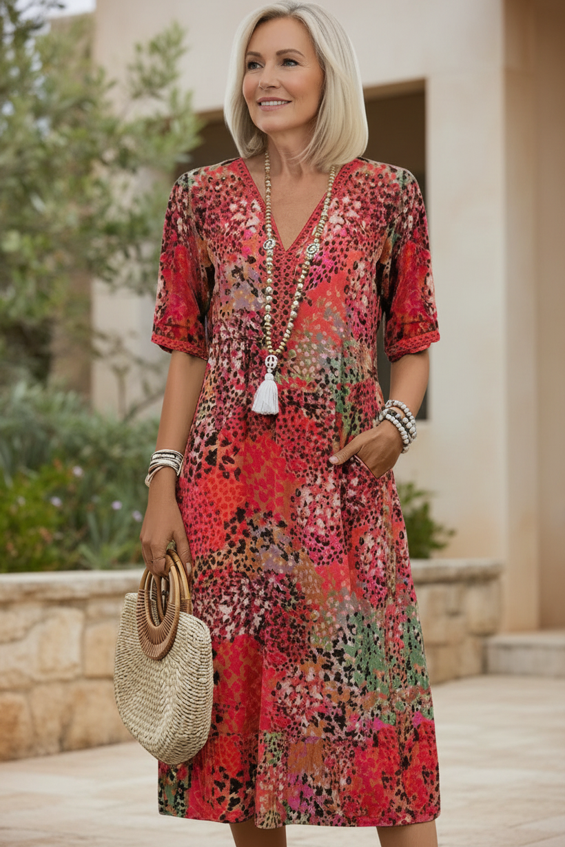 MOREAU LYON | ROBE MIDI IMPRIMÉE ARTISTIQUE POUR FEMMES