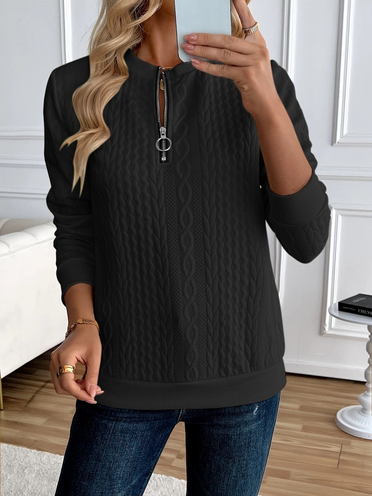 VIDAL BORDEAUX | SWEAT ZIPPÉ TEXTURÉ POUR FEMMES