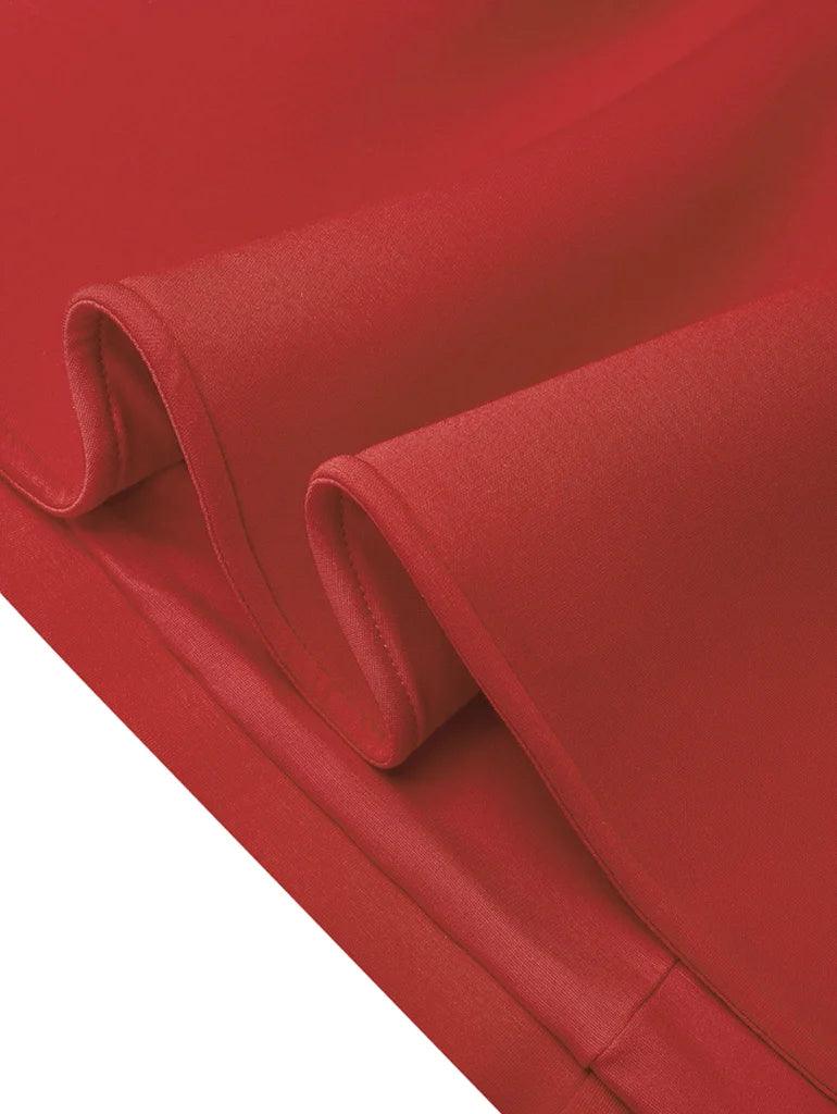 Robe Midi Élegante Sans Manches Rouge avec Torsion à la Taille pour le Jour et la Nuit