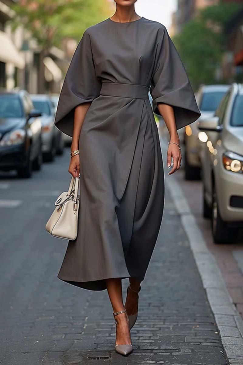 Robe Taille Élégante Uni