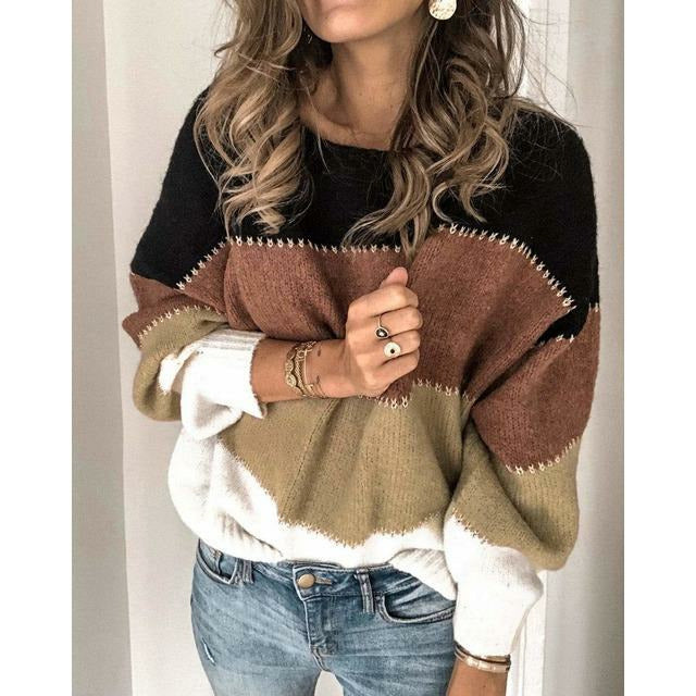 VIDAL BORDEAUX | PULL PATCHWORK RAYÉ POUR FEMMES