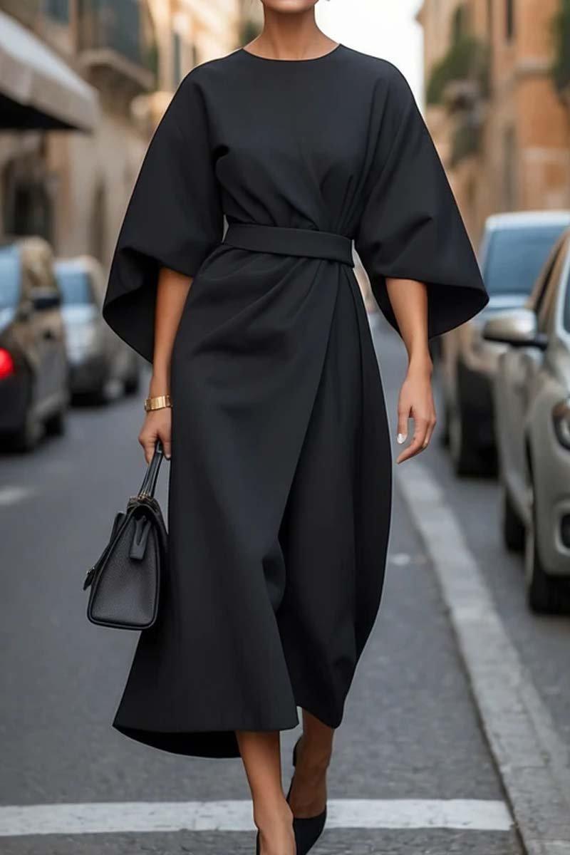 Robe Taille Élégante Uni